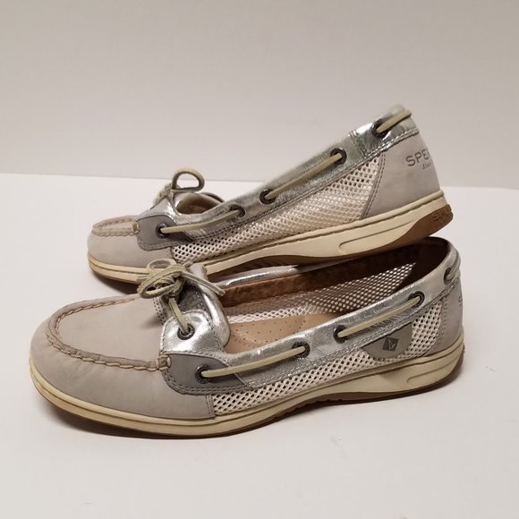 Sperry Topsider Gray & Silver Metallic Angelfish Boat Shoe - Picture 7 of 16